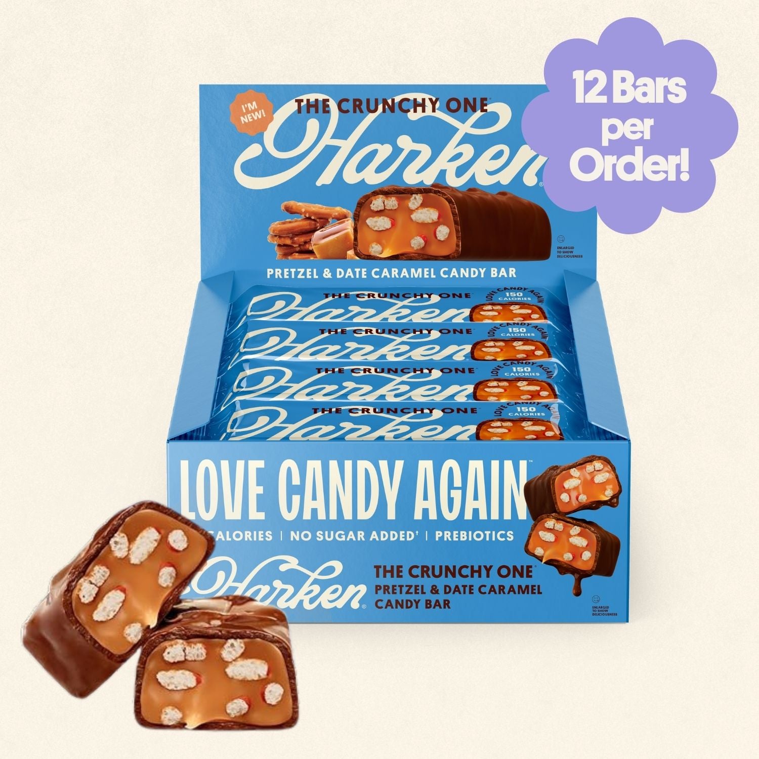 THE CRUNCHY ONE®: Pretzels & Date Caramel Candy Bars