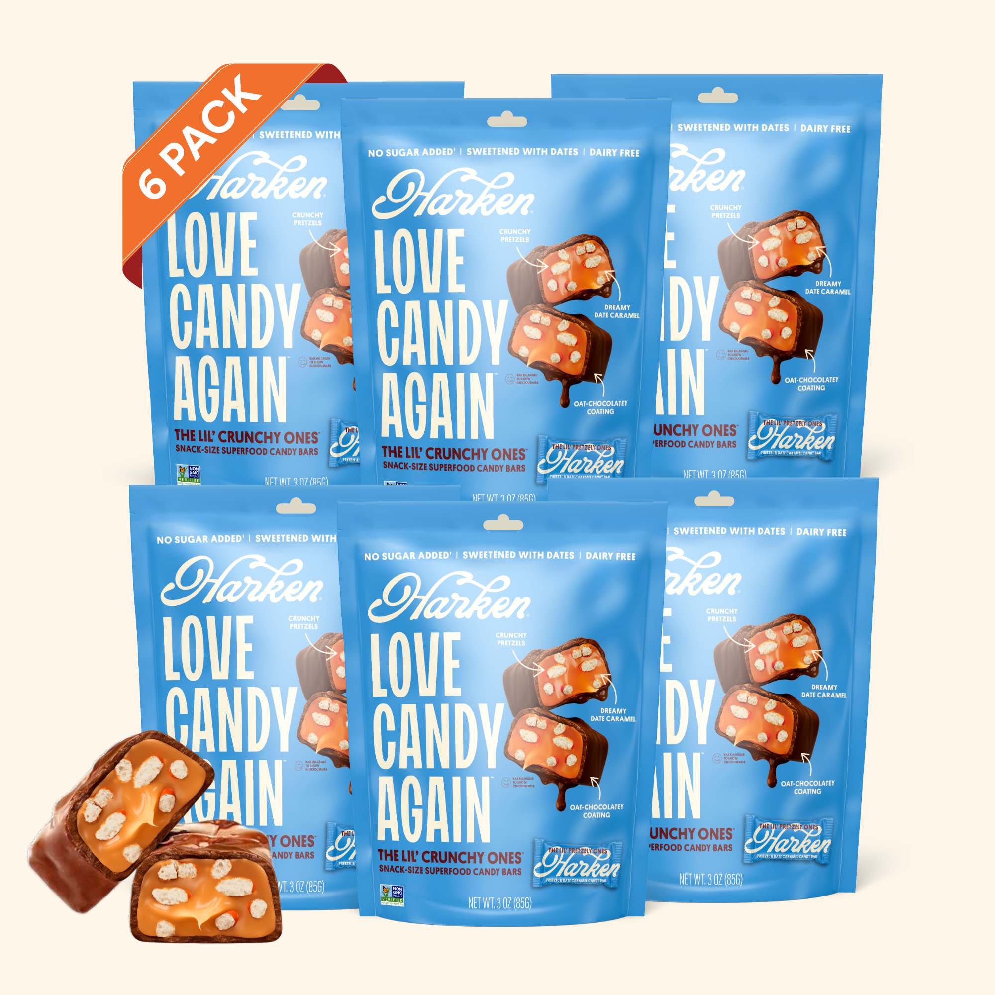 THE LIL' CRUNCHY ONES®: Pretzel & Date Caramel Candy Bars