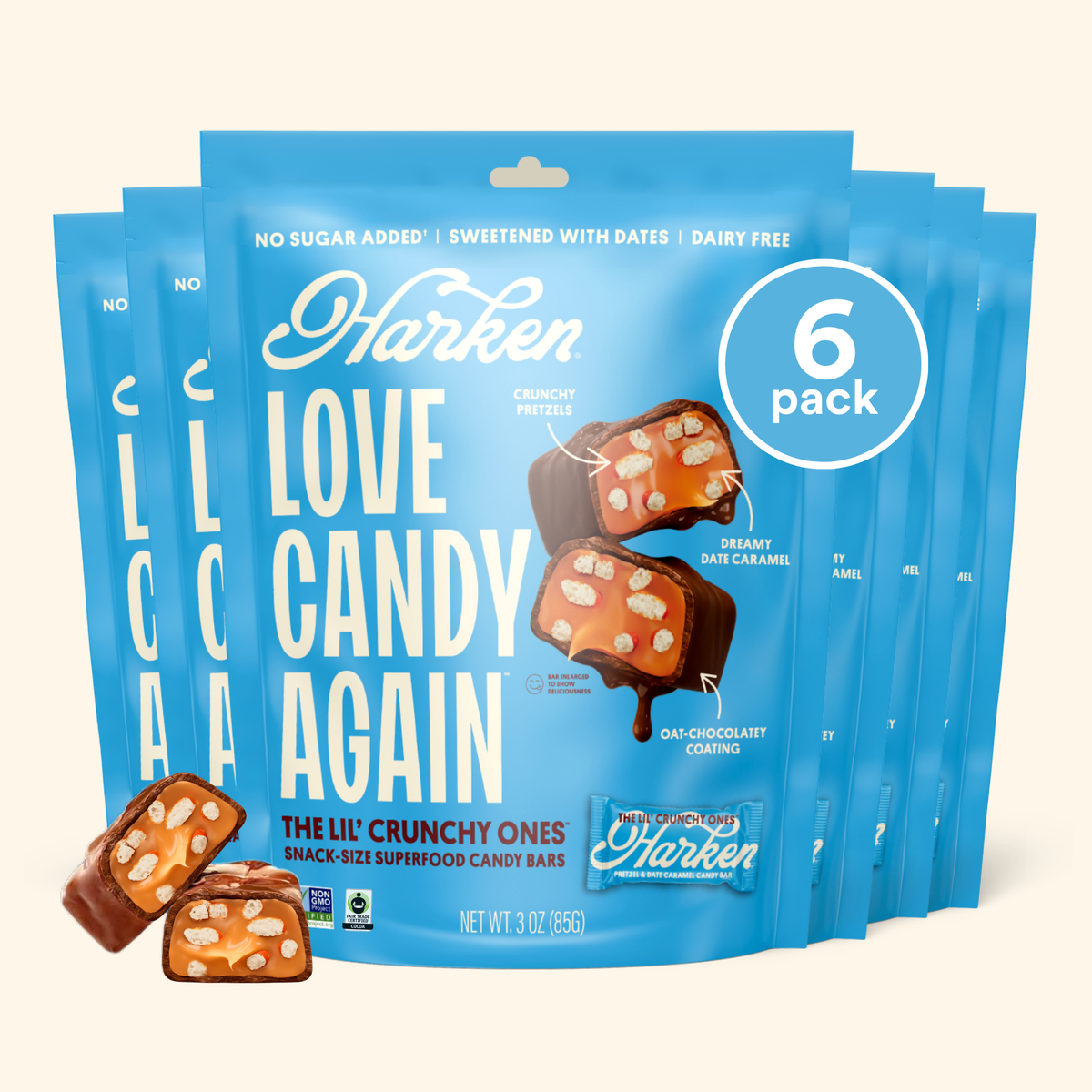THE LIL' CRUNCHY ONES®: Pretzel & Date Caramel Candy Bars